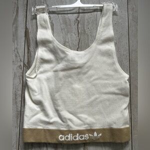 Adidas Brami Ribbed Cream and Brown Tank Top